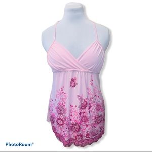 Body Central tie halter beaded gem pink blouse top